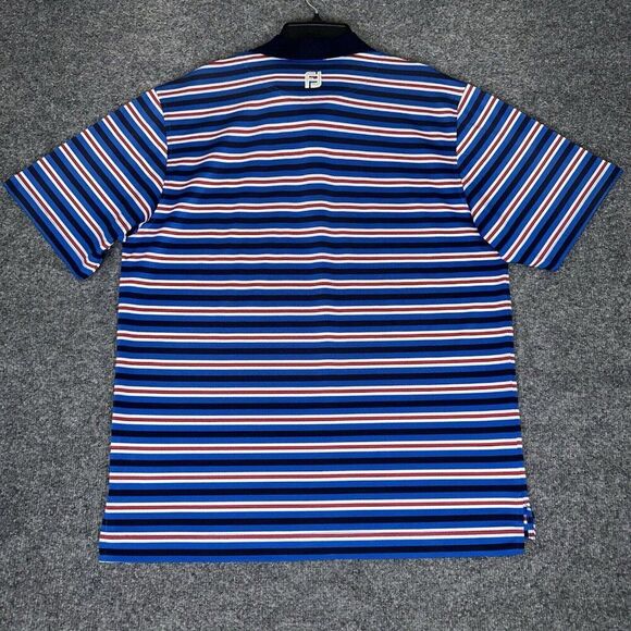 Footjoy Polo Shirt Men L Red Blue Striped Golf FJ Performance Short Sleeve Adult - Picture 5 of 8